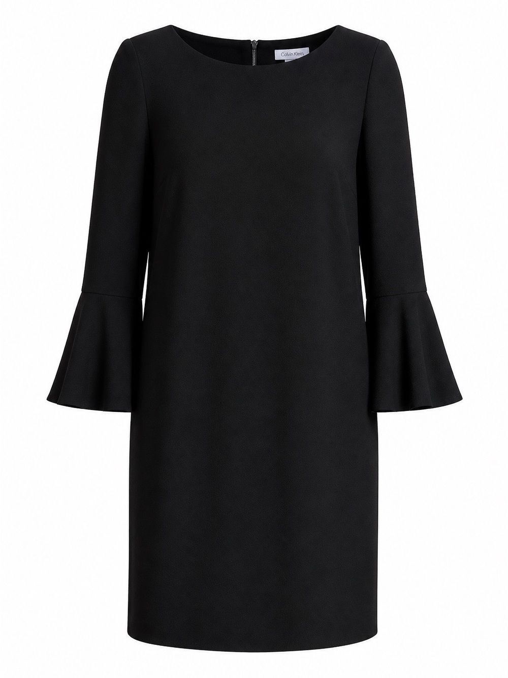 Calvin Klein Black Bell-Sleeve Shift Dress with Round Neck